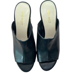 Nine West Peep-Toe Mule Heels – Woven Block Heel